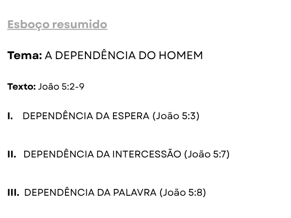 esboço de pregação João 5 tanque betesda