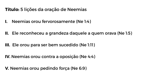 Esboço pregação Neemias oração