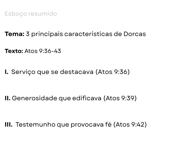 Esboço de pregação sobre Dorcas