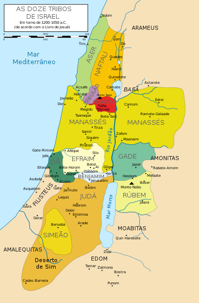 Mapa das tribos de Israel na Bíblia