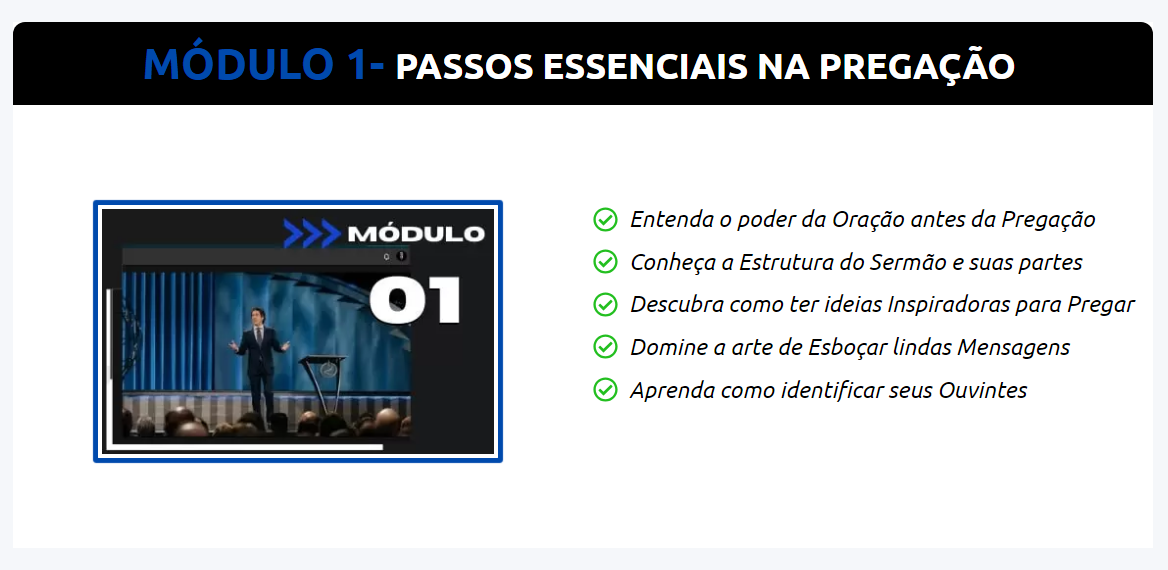 melhor curso de pregação - módulos