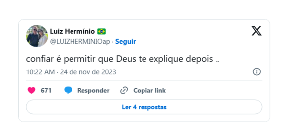 frase de Luiz Herminio no twiter