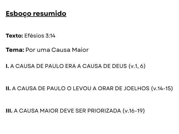 esboço de pregação efésios 3 por essa causa