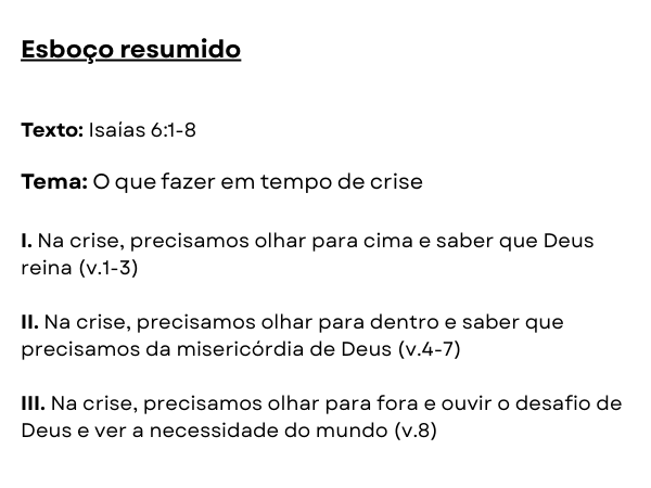 esboço de pregação Isaías 6