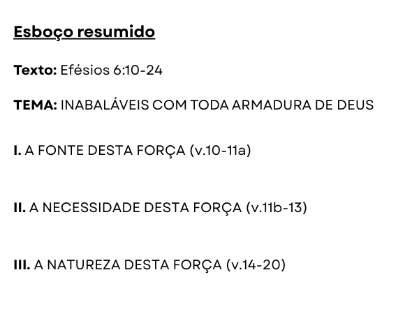 esboço de pregação sobre armadura de deus