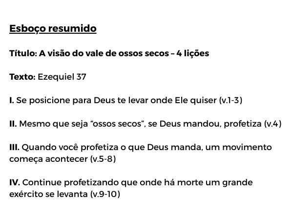 A visão do vale de ossos secos – 4 lições esboço