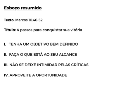 4 passos para conquistar sua vitória (Lições de Bartimeu)