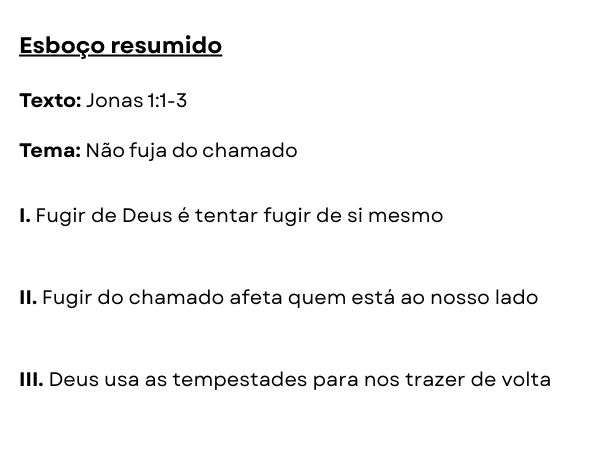 esboço de pregação sobre Jonas
