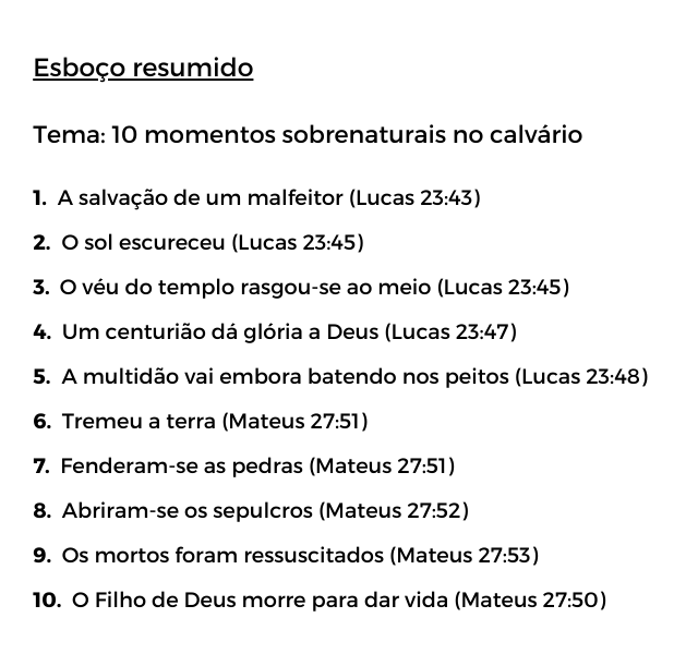 esboço de pregação sobre o calvario a cruz de Cristo