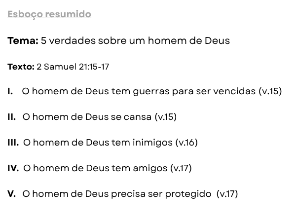 esboço 2 Samuel 21 Davi homem de Deus