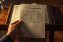 Mão segurando esboço de pregação no salmo 91