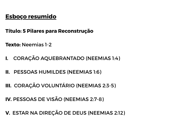 esboço de pregação sobre Neemias