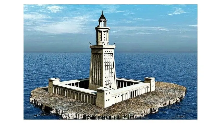 Farol de Alexandria e templo de diana-maravilhas do mundo antigo