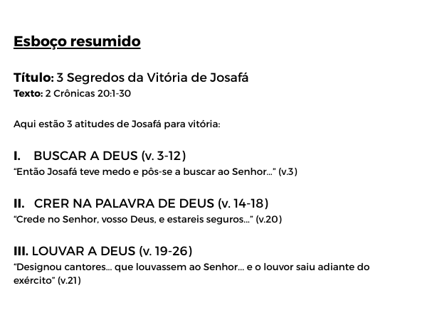 esboço de pregação atitudes de Josafá