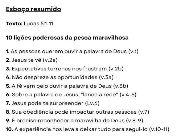 esboço pregação pesca maravilhosa lucas 5