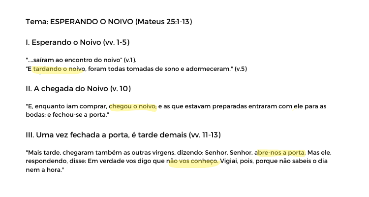pregação Mateus 25 esperando o noivo