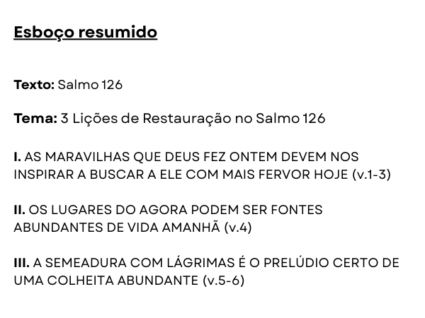 esboço de pregação no salmo 126