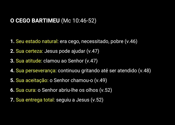 Cura e libertação do cego bartimeu esboço