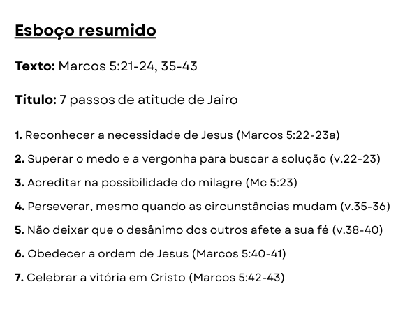 atitudes de Jairo esboço de pregação