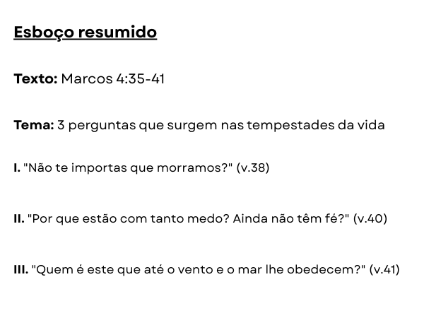 esboço de pregação sobre tempestades
