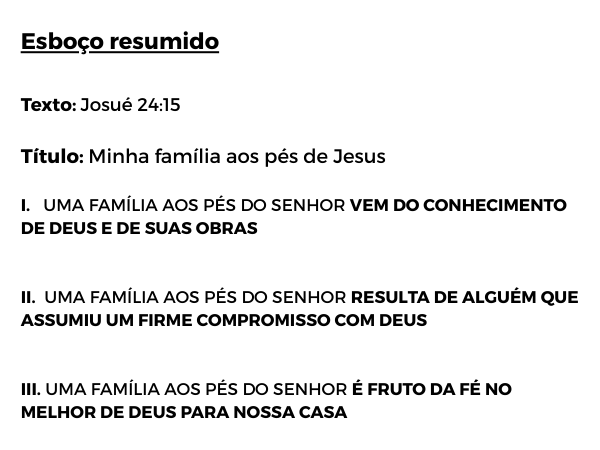 esboço de pregação Josué 24-15 família