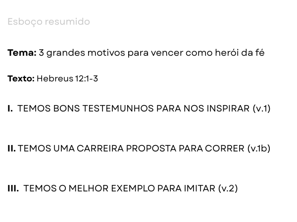 esboço de pregação hebreus 12 heróis da fé