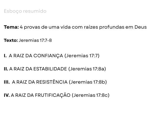 esboço sobre raízes profundas em Deus